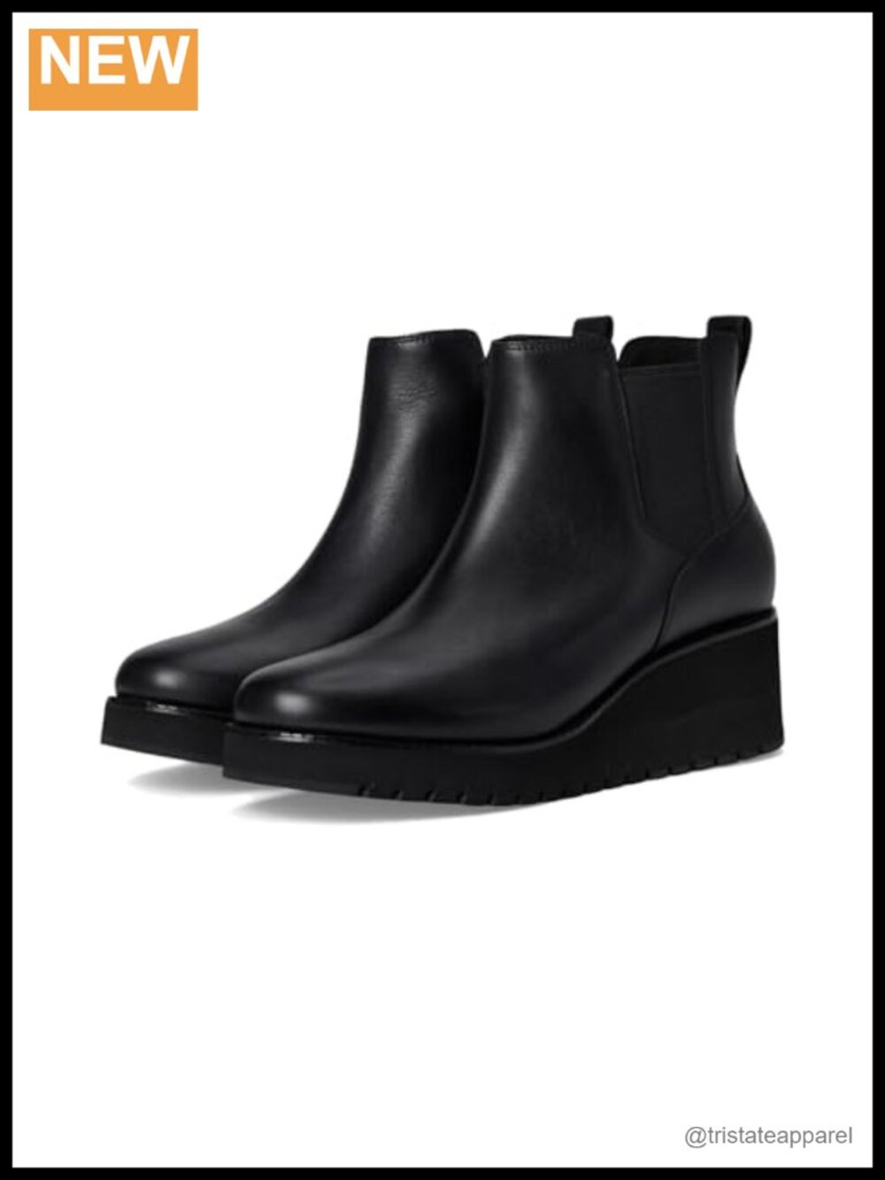 Women's Leather Waterproof Chelsea Wedge Boots Pull-On 4.5" Shaft